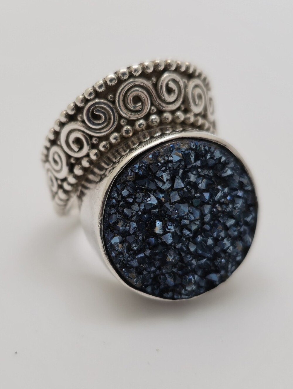 Sajen Sterling Silver Blue Druzy Ring